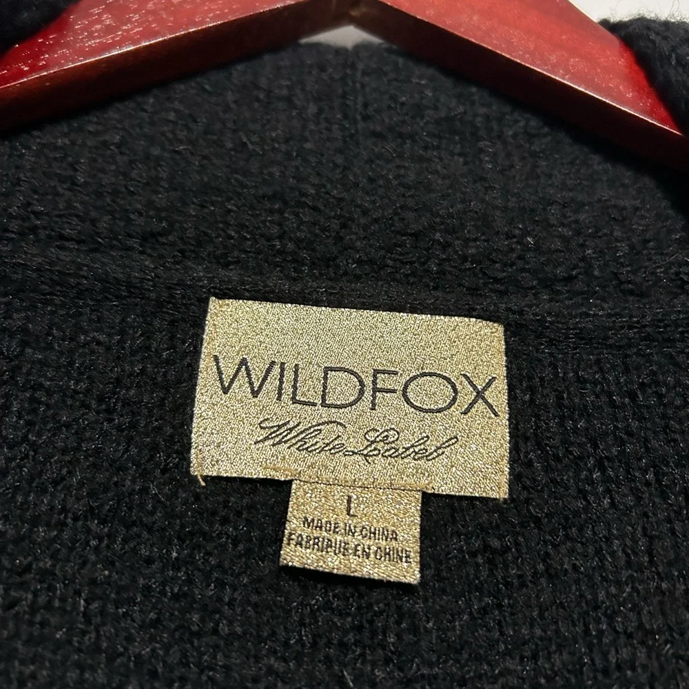 Wildfox White Label Varsity Slouchy Letterman Cardigan RARE sz Large Black - Picture 2 of 9